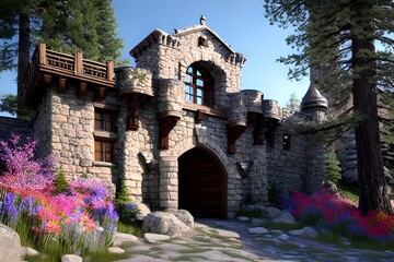 Fototapeta na wymiar Enchanting Castle Gates in the Mountains