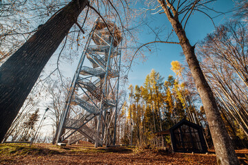Sightseeing Tower in Brezno: Autumn Scenery of Beautiful Forest in Horehronie Region