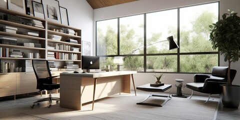 Modern Stylish Home Office Setup AI Generated Generative AI