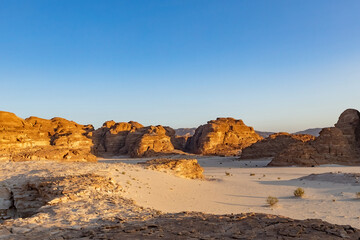 Fototapeta na wymiar Beautiful mountain landscape in Sinai desert, Egypt. Canyon in South Sinai.