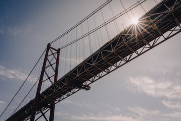 Fototapeta na wymiar 25 de Abril Bridge in Lisbon