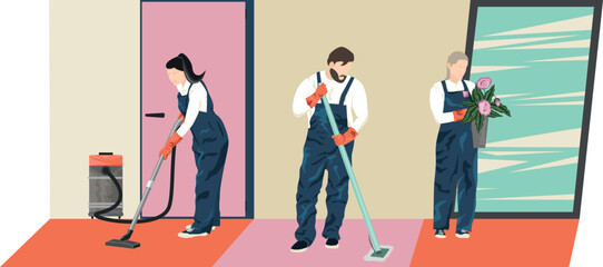 Сleaning company, Maid service team Hoarder Cleaning Services in office, apartment