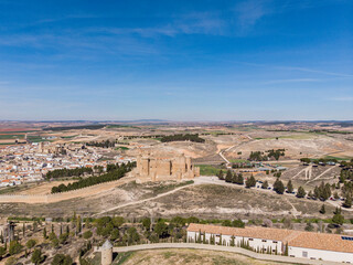 Fototapeta na wymiar Aerial view of the Castle of Belmonte Cuenca.