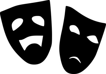 vector theatrical mask black simple icon isolate on white