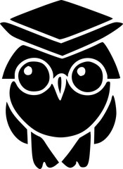 wise expert owl black simple silhouette vector icon