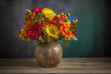 vibrant bouquet of flowers in a decorative vase Generative AI