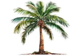 single palm tree isolated on a white background Generative AI