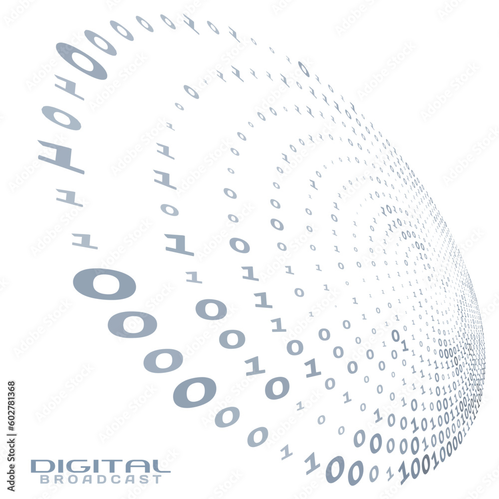 Aufkleber Digital broadcast. Binary code circle. Vector graphics