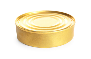 Canned fish on white background