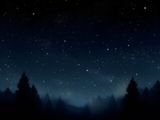 Obraz premium Simple Representation of Night Sky with Twinkling Stars and Hint of Milky Way, AI Generated Background