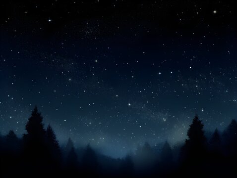 Simple Representation of Night Sky with Twinkling Stars and Hint of Milky Way, AI Generated Background