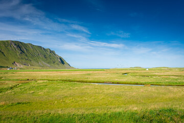 Beautiful landscape of the Lofoten Island from Ryten Mount, Norway