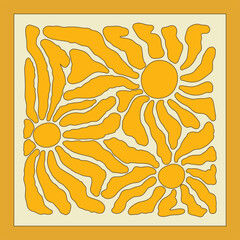 Matisse curves aesthetic. Groovy abstract patterns. Floral doodles, botanical art. Fashionable organic floral style of naive retro hippies of the 60-70s. Vector background pink blue orange