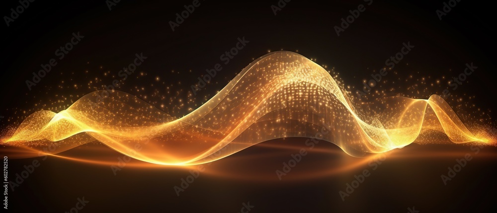 Sticker abstract background of futuristic glowing waves design on a black background. created with generativ