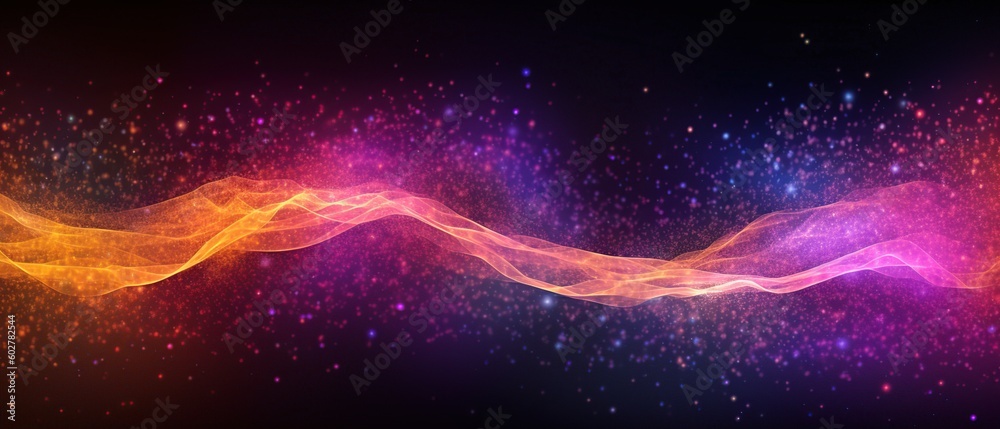 Wall mural abstract background of futuristic glowing waves design on a black background. created with generativ