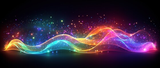 abstract background of futuristic glowing waves design on a black background. 
created with generative ai technology.