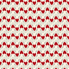 heart with hands seamless pattern in modern doodle style