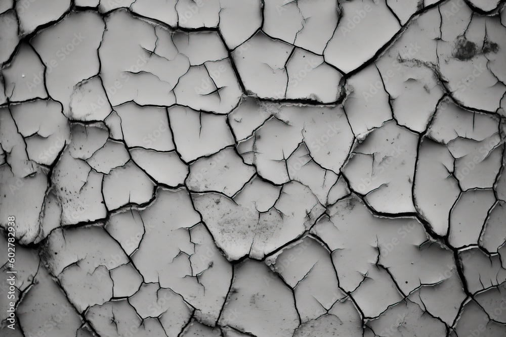 Wall mural weathered and cracked surface with peeling white paint Generative AI