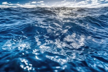 Fototapeta na wymiar serene blue ocean with white clouds and crystal-clear blue water Generative AI