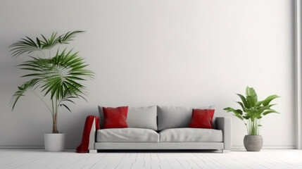 Fototapeta premium A Mockup of a Living Room With Space on the Wall for a Picture