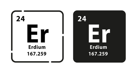 Erdium periodic element icon. The chemical element of the periodic table. Sign with atomic number. Atomic mass and electronegativity values. Vector illustration