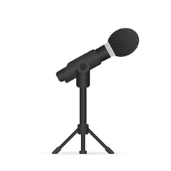 Microphone for karaoke, television. Microphone with a vector stand on a white background. Vector illustration