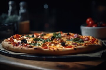 Freshly Baked Pizza with Toppings and Melting Cheese