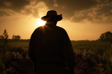 Farmer Working in a Field,  Hard Work and Commitment in Crop Cultivation and Livestock Care