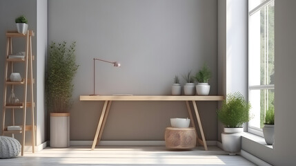 Minimalist Interior of modern interior desige 3D rendering, generative ai