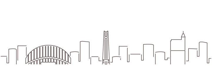 Raleigh Dark Line Simple Minimalist Skyline With White Background