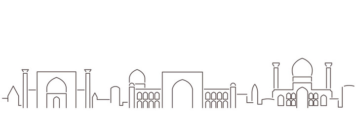 Samarkand Dark Line Simple Minimalist Skyline With White Background