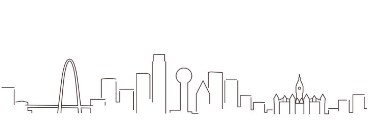Dallas Dark Line Simple Minimalist Skyline With White Background