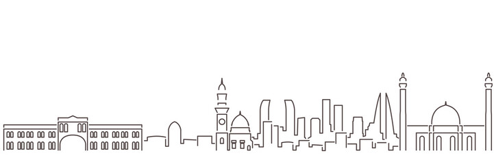 Bahrain Dark Line Simple Minimalist Skyline With White Background