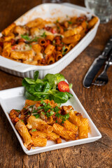 gratinated rigatoni pasta