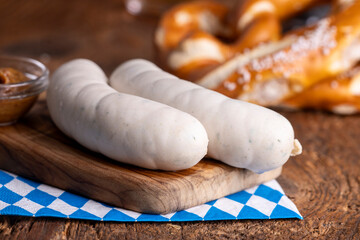 two bavarian white sausages - obrazy, fototapety, plakaty