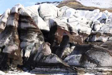 
View of a lake of Svínafellsjökull which is a glacier in Iceland constituting a glacial tongue of Vatnajökull.
