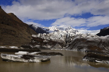 
View of a lake of Sv&iacute;nafellsj&ouml;kull which is a glacier in Iceland constituting a glacial tongue of Vatnaj&ouml;kull.