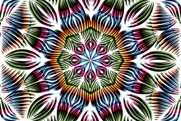 luxurious paper cut design colourful rainbow flowers line art pattern of indonesian culture traditional  batik ethnic dayak for textile or fashion
