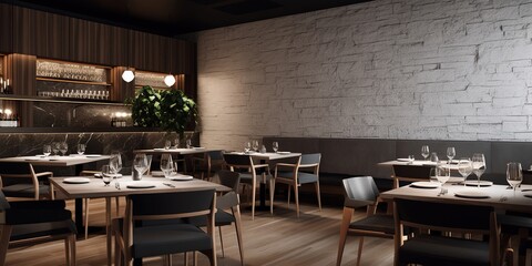 Fototapeta na wymiar Sophisticated Modern Restaurant Interior AI Generated Generative AI
