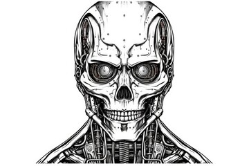 skeletal figure with a realistic human face Generative AI