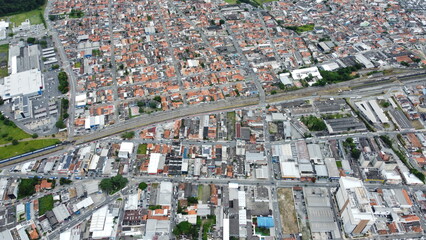 Cidade de Mogi das Cruzes - SP - Brasil vista do alto por um drone em 2023. 