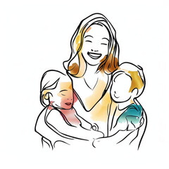 Vibrant Watercolor Illustration for Mother's Day, Generative AI