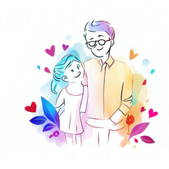 Watercolor Father's Day with Vector Elements, Generative AI