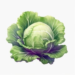 Fototapeta premium head of cabbage isolated on a white background, generative ai
