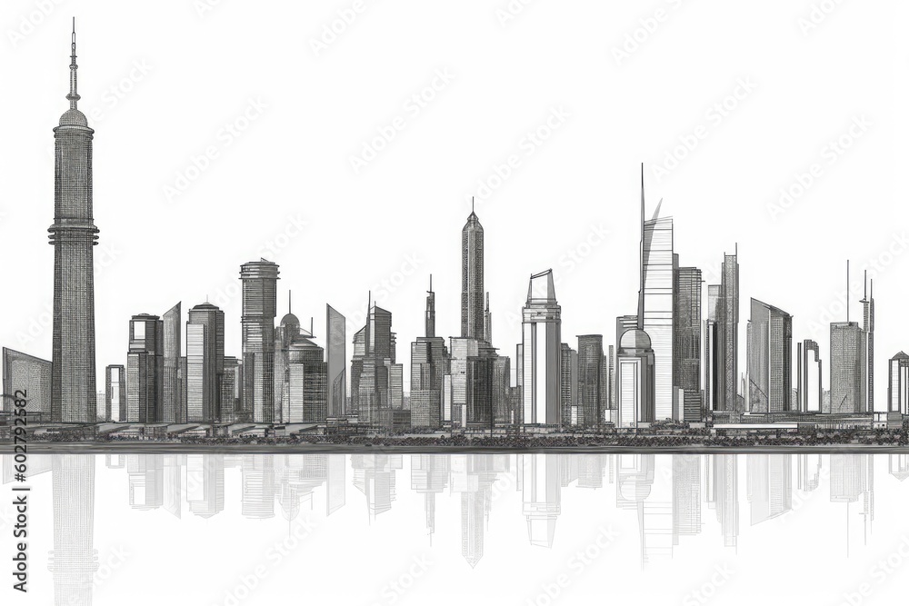 Canvas Prints monochromatic cityscape with towering skyscrapers generative ai