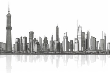 monochromatic cityscape with towering skyscrapers Generative AI