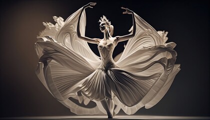 woman white dark atmosphere incendiary fierceness dance Abstract and Elegant Modern AI-generated illustration
