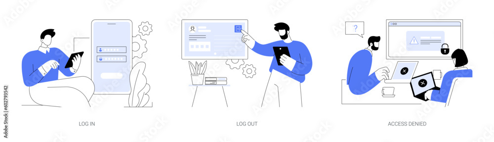Wall mural user profile access abstract concept vector illustrations.