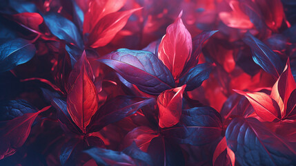 Red Leaves Bundle Background - Generative AI