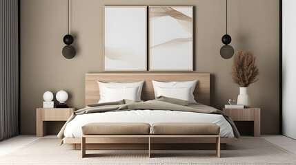 Minimalist Interior of modern interior desige 3D rendering, generative ai